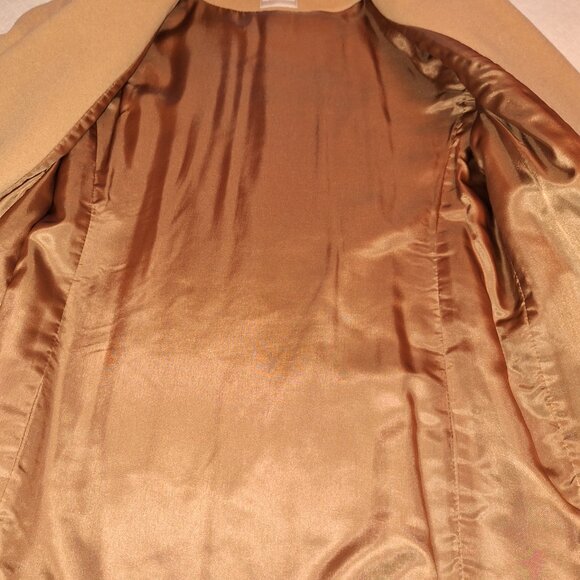 Ladies Beige 3-Button Lined Wool & Cashmere Car Coat - Picture 6 of 6